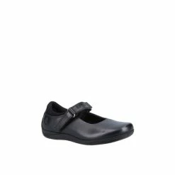 Hush Puppies Black &apos;Marcie&apos; Junior Non Patent Leather School Shoe For Female