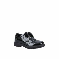 Hush Puppies Black &apos;Sally&apos; Senior Patent Leather School Shoe For Female