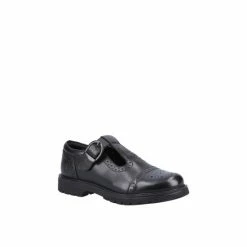 Hush Puppies Black &apos;Paloma&apos; Junior Leather School Shoe For Female
